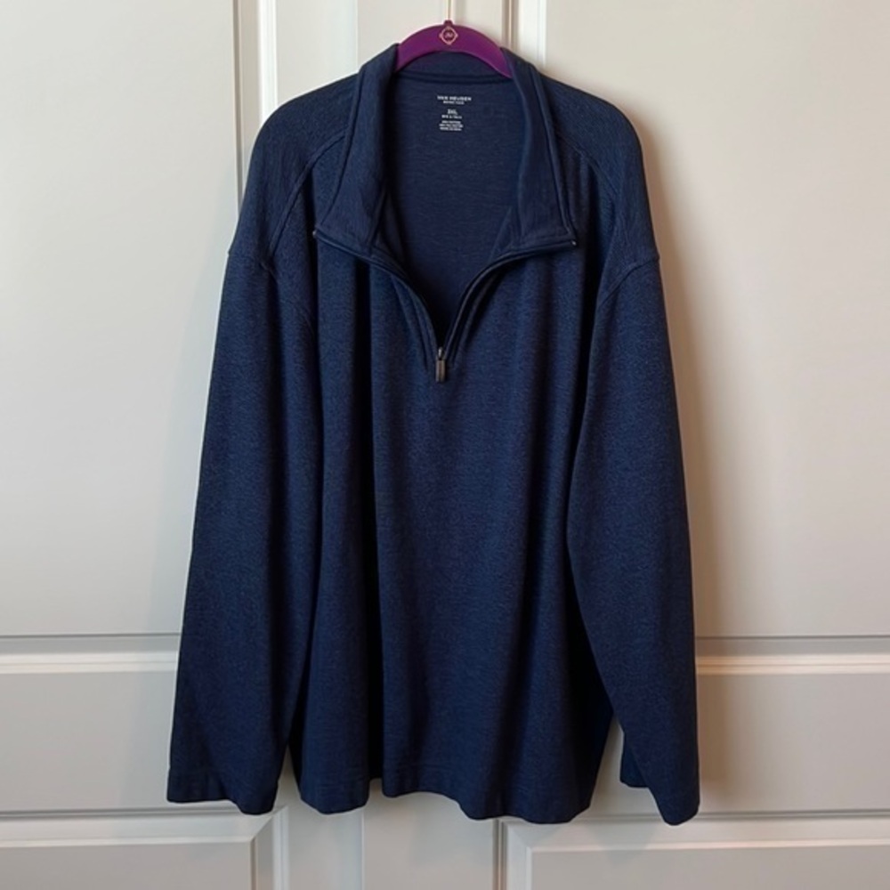 Van Heusen Never Tuck 1/4 Zip Pullover Jacket Men’s 3XL Blue